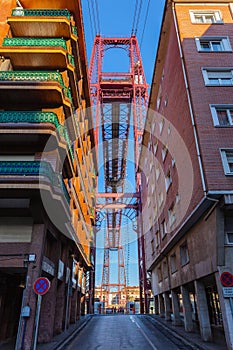 The Bizkaia suspension transporter bridge in Portugalete, Spain