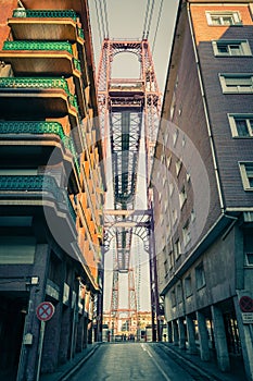 The Bizkaia suspension transporter bridge in Portugalete, Spain