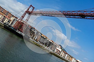 Bizkaia suspension transporter bridge Puente de Vizcaya in Portugalete, Basque Country, Spain