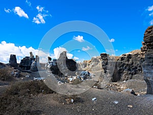 Bizzare stone formations at Stratified City, Lanzarote