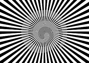 Optical illusion. Deception. Abstract futuristic background from black and white stripes. Vector illustration radial lines