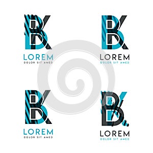 The BK Logo Set of abstract modern graphic design.Blue and gray with slashes and dots.This logo is perfect for companies, business