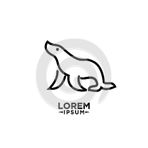 Black outline line seal playing and swimming sea animal with simple shilouette logo icon designs vector illustration photo