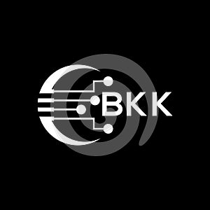 BKK Letter logo black background .BKK technology logo design vector image in illustrator .BKK letter logo design for entrepreneur