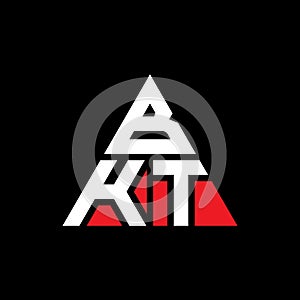 BKT triangle letter logo design with triangle shape. BKT triangle logo design monogram. BKT triangle vector logo template with red