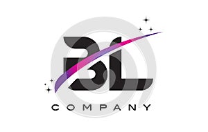 BL B L Black Letter Logo Design with Purple Magenta Swoosh