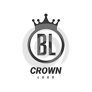 BL B L Letter Logo Design with Circular Crown