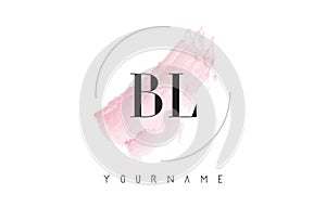 BL B L Watercolor Letter Logo Design with Circular Brush Pattern