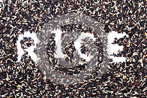 Blace rice and Broen rice background with rice word