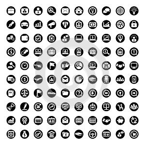 Black 100 icons universal web symbol set vector