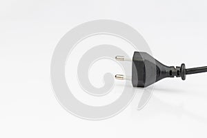 Black 2-pin electric plug isolated on white background