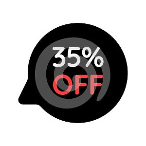 black 35 percent discount tag on white background
