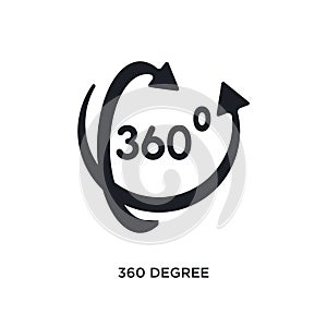 black 360 degree isolated vector icon. simple element illustration from augmented reality concept vector icons. 360 degree