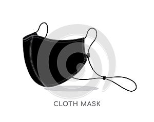 Black 3D cloth mask on white background