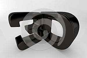 Black 3d logo on a white background