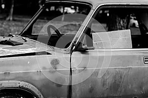 Black abandoned automobile