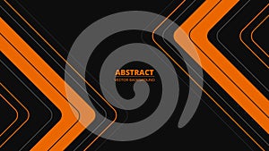 Black abstract background with orange and gray lines, arrows and angles.