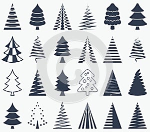 Black abstract christmas tree icons