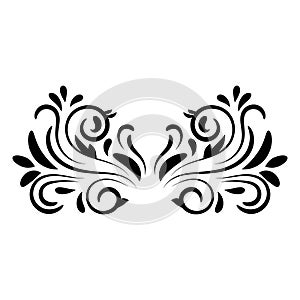 Black abstract curly element for design, swirl, curl.