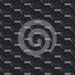 Black abstract hexagonal background. 3D