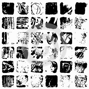 Black abstract ink blots collection of grunge texture vector illustration