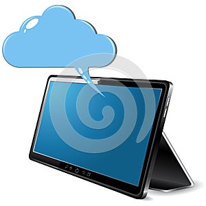 Black abstract Tablet PC with cloud