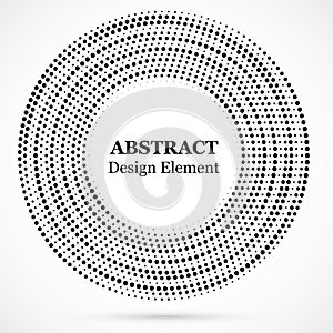 Black abstract vector circle frame halftone dots design element.Halftone effect vector pattern for your design. Circle dots