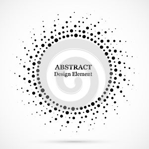 Black abstract vector circle frame halftone dots design element.Halftone effect vector pattern for your design. Circle dots