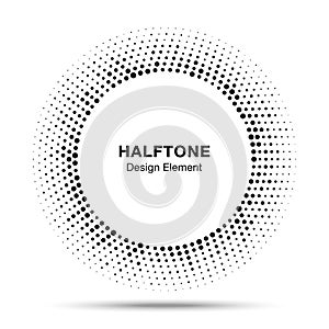 Black abstract vector circle frame halftone random dots logo emblem