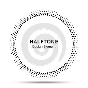 Black abstract vector circle frame halftone random dots logo emblem