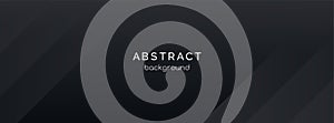 Black abstract vector long banner. Minimal dark background with lines. Facebook cover, social media header, web banner