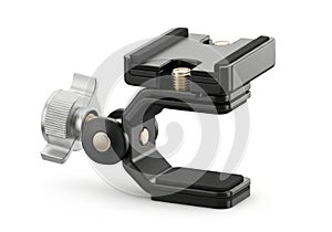 Adjustable camera accessory bracket with hot shoe mount isolated on white background