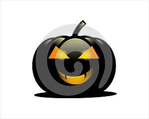 Black adn orange color pumpkin isolate icon