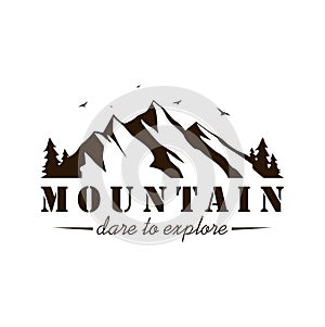 Black adn White Mountain Explorer Adventure Badge Vector Design