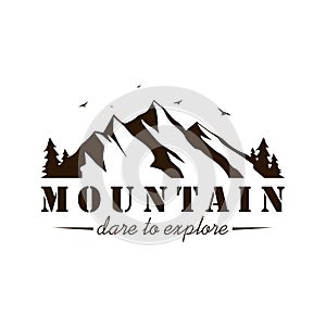 Black adn White Mountain Explorer Adventure Badge Vector Design photo