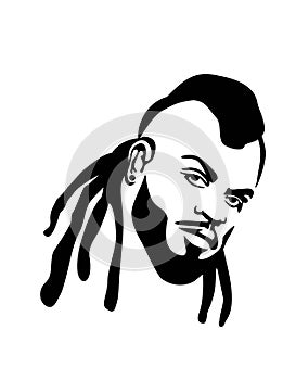 Black african american afro male silhouette with Mohawk dreadlocks