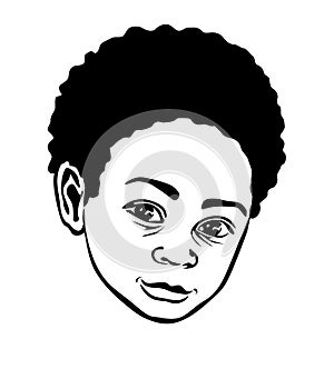 Black African American baby boy face head portrait silhouette