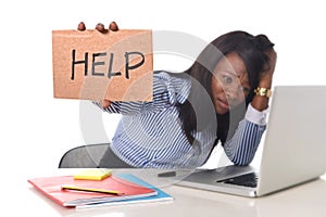 Black African American ethnicity frustrated woman working in stress at office