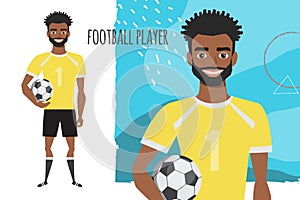 Black african american Football character. Soccer player