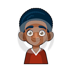 Black African American or Hindu Boy Avatar. Cartoon Style Userpic Icon. Vector