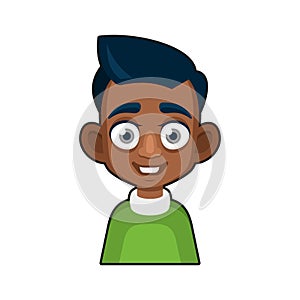 Black African American or Hindu Boy Avatar. Cartoon Style Userpic Icon. Vector