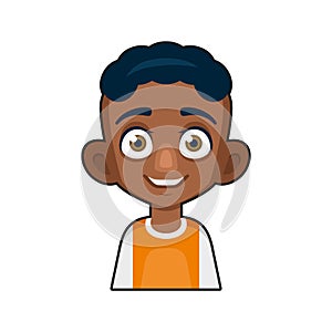 Black African American or Hindu Boy Avatar. Cartoon Style Userpic Icon. Vector