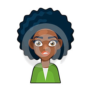 Black African American or Hindu Girl Avatar. Cartoon Style Userpic Icon. Vector