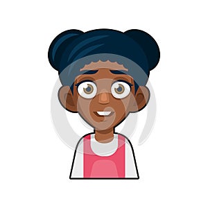 Black African American or Hindu Girl Avatar. Cartoon Style Userpic Icon. Vector