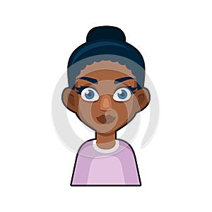 Black African American or Hindu Girl Avatar. Cartoon Style Userpic Icon. Vector