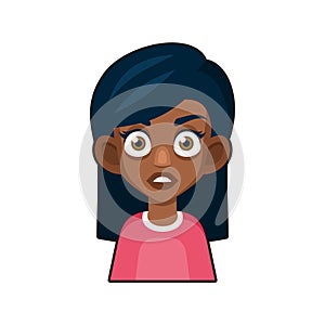 Black African American or Hindu Girl Avatar. Cartoon Style Userpic Icon. Vector