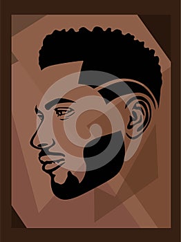 Black African American male portrait profile face vector silhouette. photo