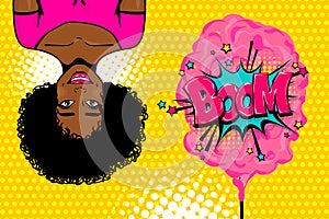 Black african-american young girl pop art