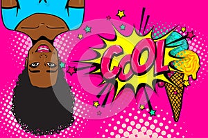 Black african-american young girl pop art