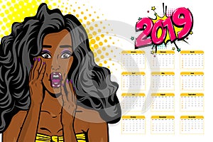 Black african-american young pop art calendar